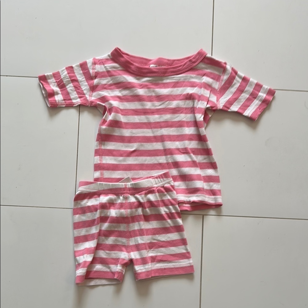 Hanna Andersson Pink and White Striped Kids Pajamas size 4